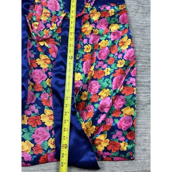 Vintage Victorias Secret Robe Large Multicolor‎ Floral Long Open Front Polyester - Picture 6 of 12